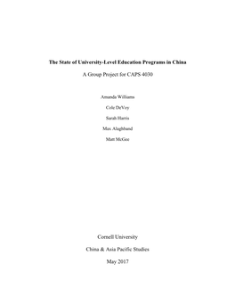 The State of University-Level Education Programs in China A