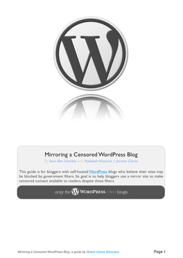 Mirroring a Censored Wordpress Blog by Sami Ben Gharbia with Rebekah Heacock & Jeremy Clarke