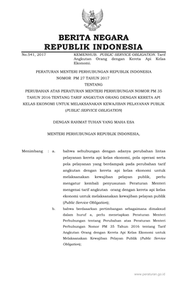 BERITA NEGARA REPUBLIK INDONESIA No.541, 2017 KEMENHUB