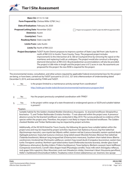 Tier I Site Assessment Form