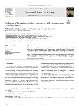 Duplication of the Median Cubital Vein – Case Report with Commentaries on Clinical Significance