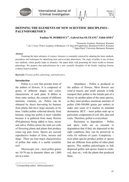 Defining the Elements of New Scientific Disciplines - Palynoforensics