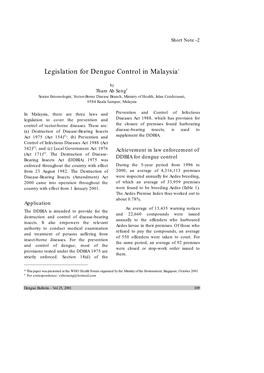 Legislation for Dengue Control in Malaysia∗