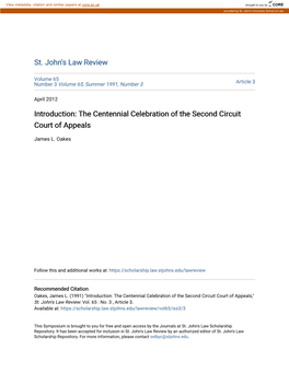 The Centennial Celebration of the Second Circuit Court of Appeals