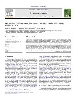 Late Albian (Early Cretaceous) Ammonites from the Provincial Formation of Central Cuba