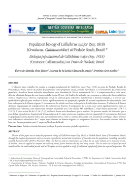 Population Biology of Callichirus Major (Say, 1818)