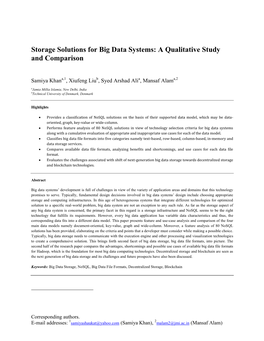 Storage Solutions for Big Data Systems: a Qualitative Study and Comparison