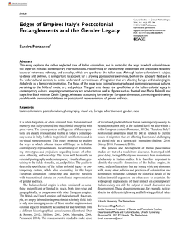 Edges of Empire- Italy's Postcolonial Entanglements and the Gender