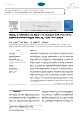 Status, Distribution and Long-Term Changes in the Waterbird Community Wintering in Don˜ Ana, South–West Spain