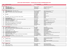 Liste Des Participants - Forum Des Études Supérieures 2019
