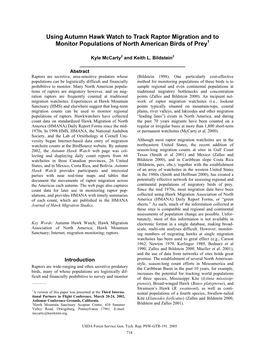 Using Autumn Hawk Watch to Track Raptor Migration and to Monitor Populations of North American Birds of Prey1