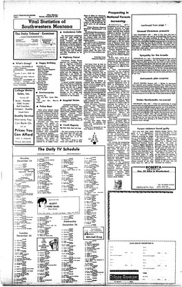 Vital Statistics of Southwestern Montana