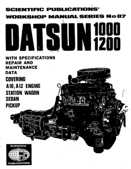 Workshop Manual Datsun 1000 and 1200 A10 A12 Station Wagor