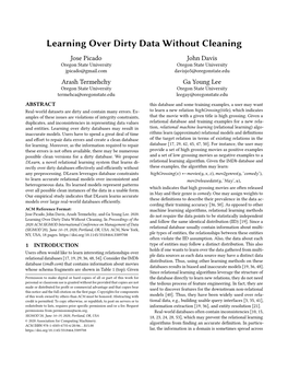 Learning Over Dirty Data Without Cleaning