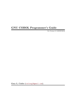 GNU COBOL Programmer's Guide