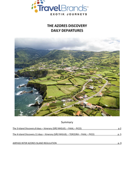 The Azores Discovery Daily Departures