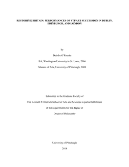 Restoring Britain: Performances of Stuart Succession in Dublin, Edinburgh, and London