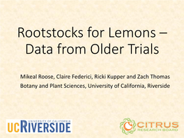 Rootstocks for Lemons – Data from Older Trials