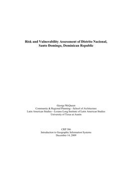 Risk and Vulnerability Assessment of Distrito Nacional, Santo Domingo, Dominican Republic