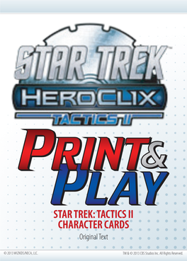 STAR TREK: TACTICS II CHARACTER CARDS Original Text