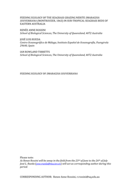 CORRESPONDING AUTHOR: Renee Anne Rossini, R.Rossini@Uq.Edu.Au Abstract