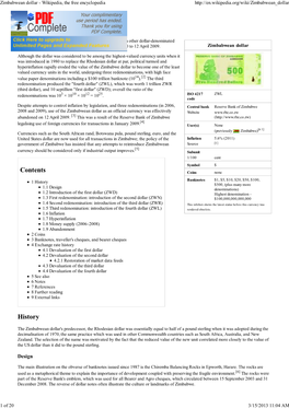 Zimbabwean Dollar - Wikipedia, the Free Encyclopedia