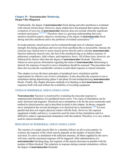 Chapter 39 – Neuromuscular Monitoring Jørgen Viby-Mogensen