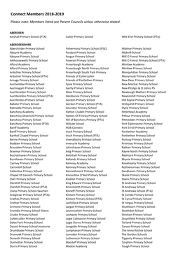 Connect Members 2018-2019 Please Note: Members Listed Are Parent Councils Unless Otherwise Stated