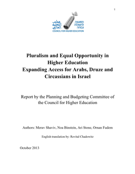 Pluralism and Equal Opportunities in Higher Education