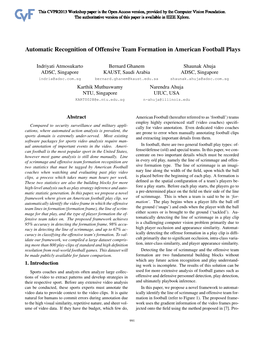 Automatic Recognition of Offensive Team Formation in American Football Plays