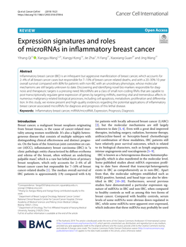 Expression Signatures and Roles of Micrornas in Inflammatory Breast