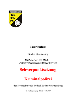 Schwerpunktsetzung Kriminalpolizei