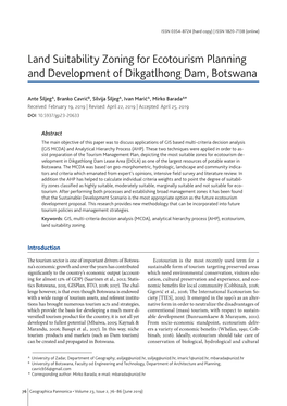 Land Suitability Zoning for Ecotourism Planning and Development of Dikgatlhong Dam, Botswana
