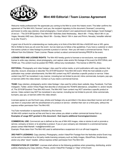 Mint 400 Editorial / Team License Agreement