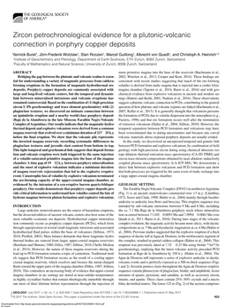 Zircon Petrochronological Evidence for a Plutonic-Volcanic Connection in Porphyry Copper Deposits