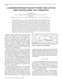 Landform Differentiation Within the Gunung Kidul Kegelkarst, Java, Indonesia