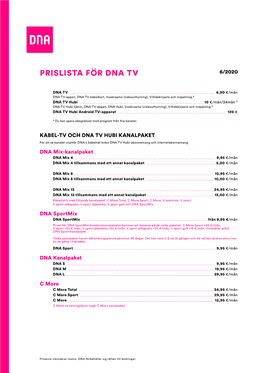 Prislista För Dna Tv 6/2020