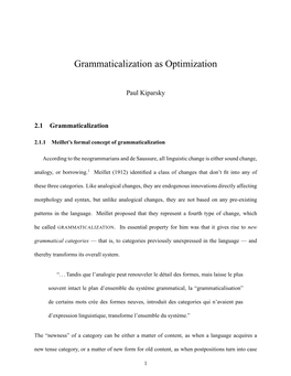 Grammaticalization As Optimization