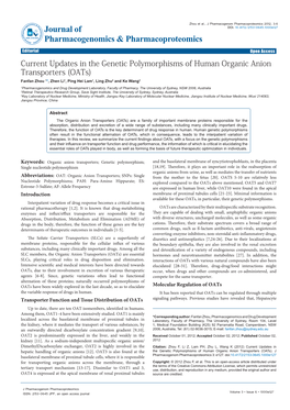 Current Updates in the Genetic Polymorphisms of Human Organic