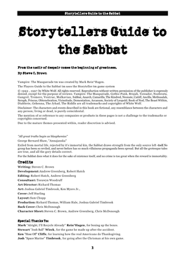 Storytellers Guide to the Sabbat Storytellers Guide to the Sabbat