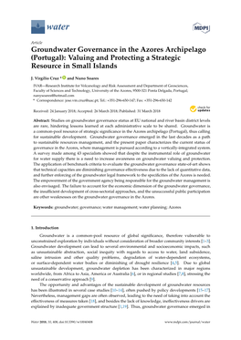 Groundwater Governance in the Azores Archipelago (Portugal): Valuing and Protecting a Strategic Resource in Small Islands