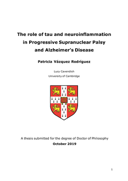 The Role of Tau and Neuroinflammation in Progressive Supranuclear Palsy and Alzheimer’S Disease