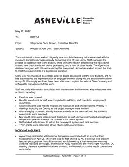 Asheville CVB Staff Recap