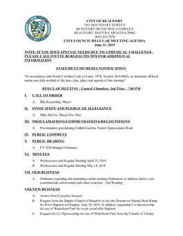 City of Beaufort City Council Regular Meeting Agenda