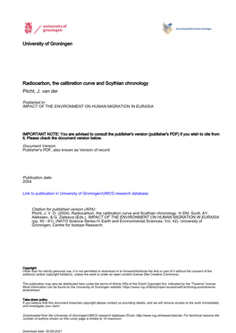 University of Groningen Radiocarbon, the Calibration Curve and Scythian