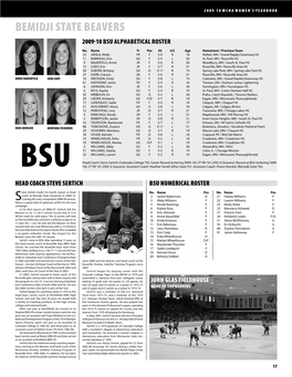 Bemidji State Beavers 2009-10 BSU Alphabetical Roster