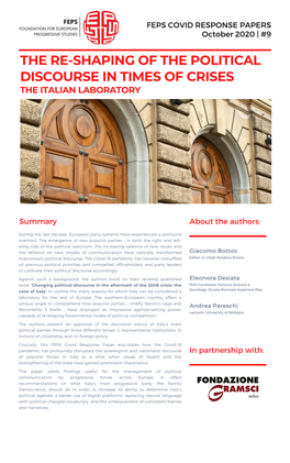 The Re-Shaping of the Political Discourse in Times of Crises the Italian Laboratory