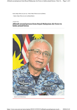 Affendi Second Person from Royal Malaysian Air Force to Helm Armed Forces | New S