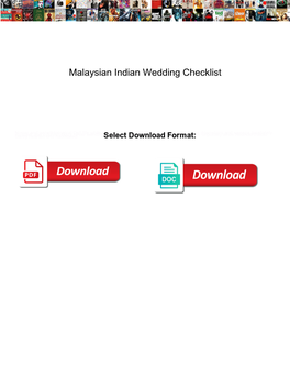 Malaysian Indian Wedding Checklist