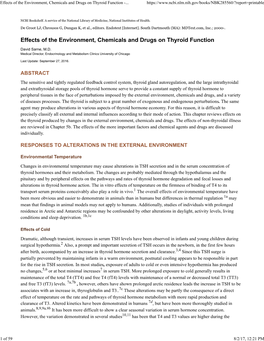 Effects of the Environment, Chemicals and Drugs on Thyroid Function